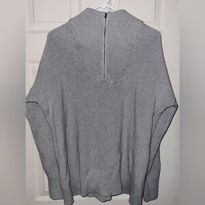 Lands’ End Drifter XL Cotton Half-Zip Sweater - Gray